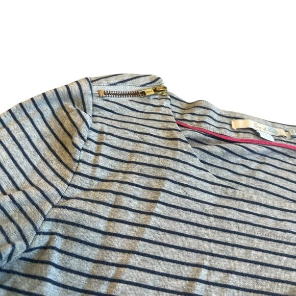 Boden Janie Stripe A-Line Dress Navy Grey Pockets 3/4 Sleeves Size 10L Women's - Picture 2 of 12